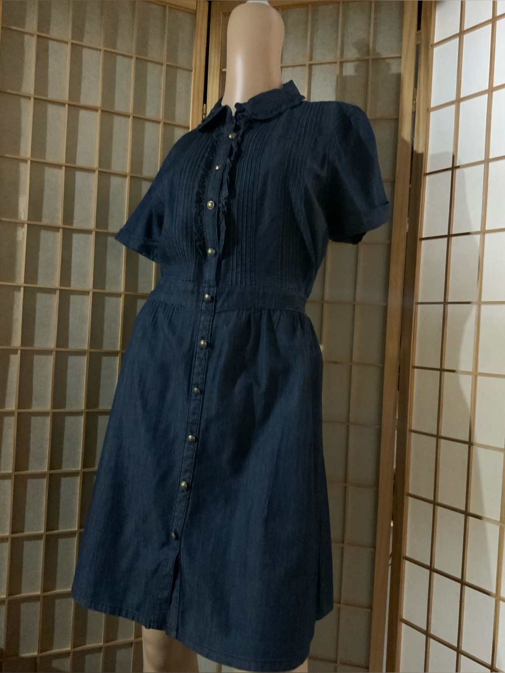 Tommy Hilfiger Women's Navy Button-Front Shirt Dress